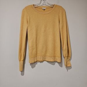 Talbots Mustard and White Textured Knit Pullover, Size Small